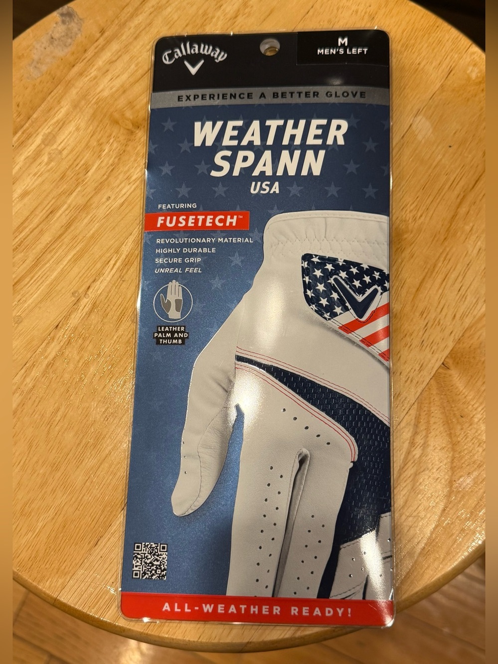 NEW Callaway Weather Spann USA Golf Glove - White with Navy & Red Accents-NIB!
